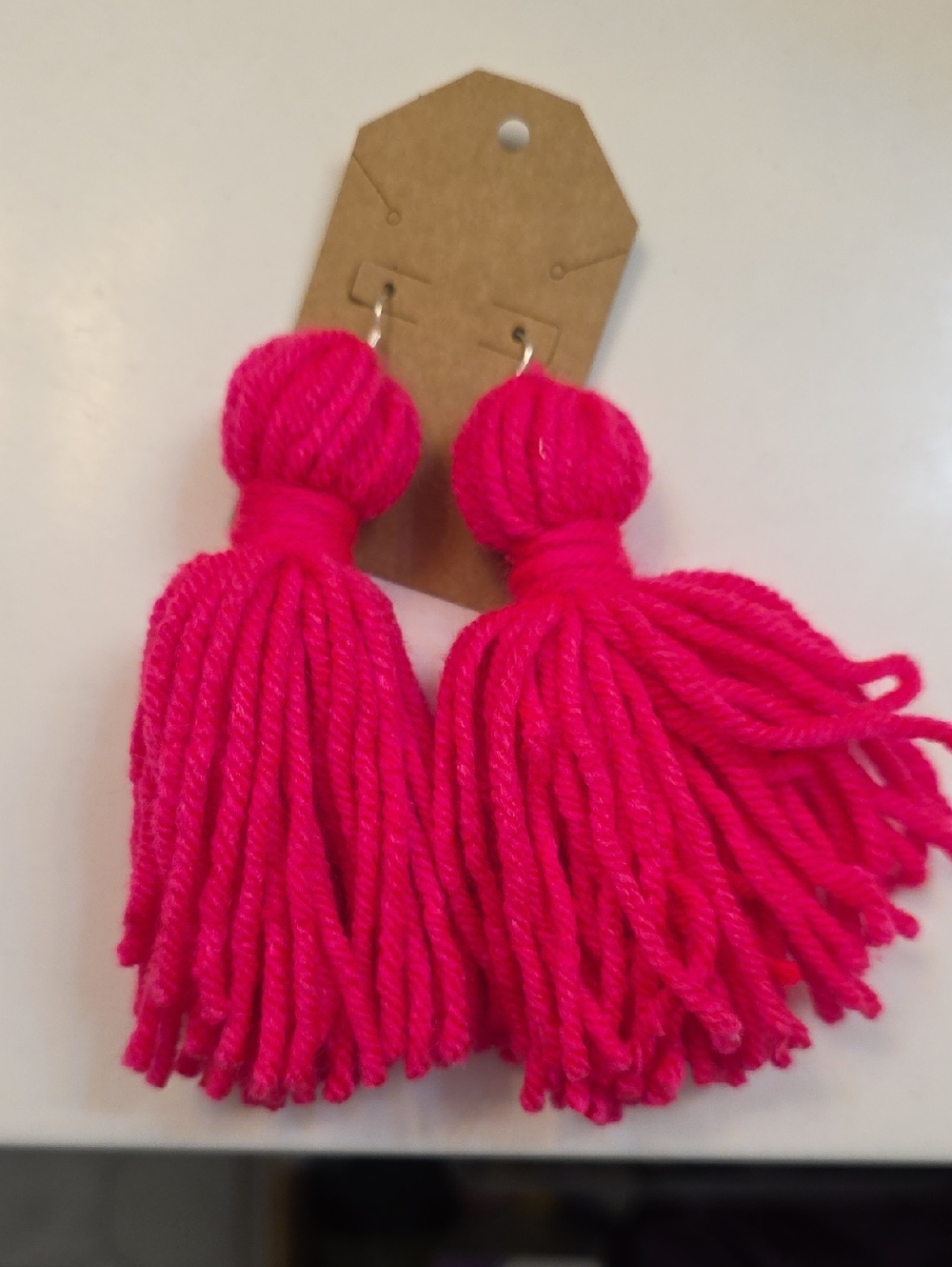 Bright Pink Tassel Drop Earrings - Unbranded
